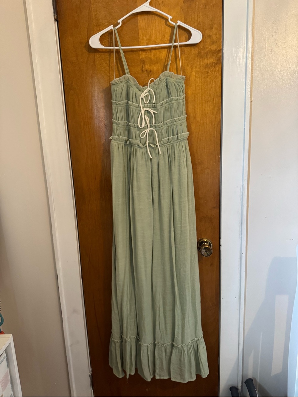 Women's Sage Green Maxi Dress with Smocked Bodice
